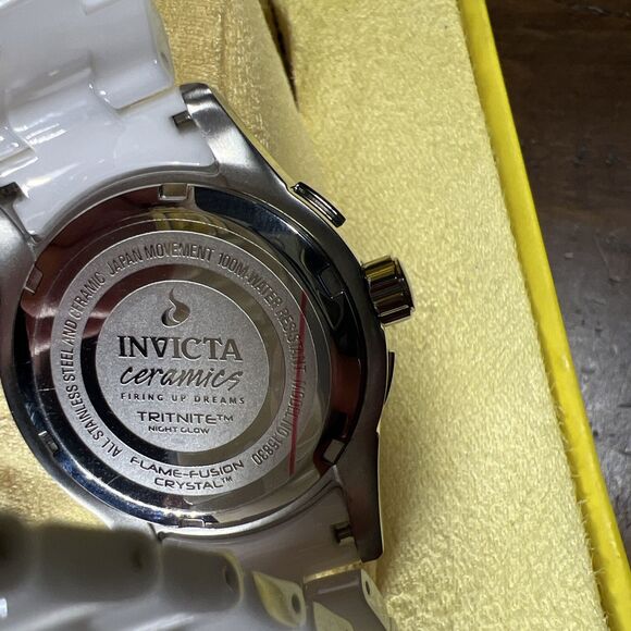 RARE 2014 NOS Women's Invicta Ceramics Wristwatch Stainless St Case White #15830 - Picture 3 of 4